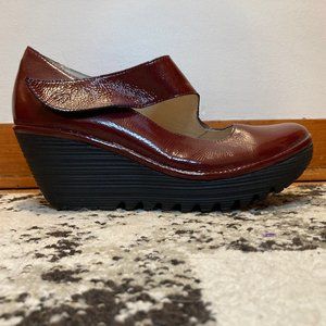 Fly London Wedge Shoes Burgundy Red